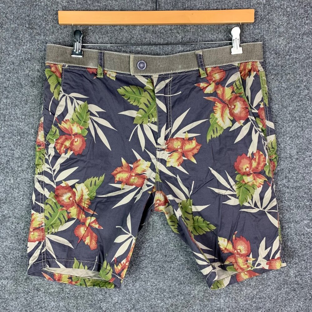 Jet Lag Shorts Mens Sz 34 Floral Hawaiian Floral Flat‎ Front Chino